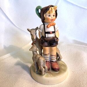 Vintage Goebel Hummel "Little Goat Herder" Charming Boy w Goats Figurine TMK 6